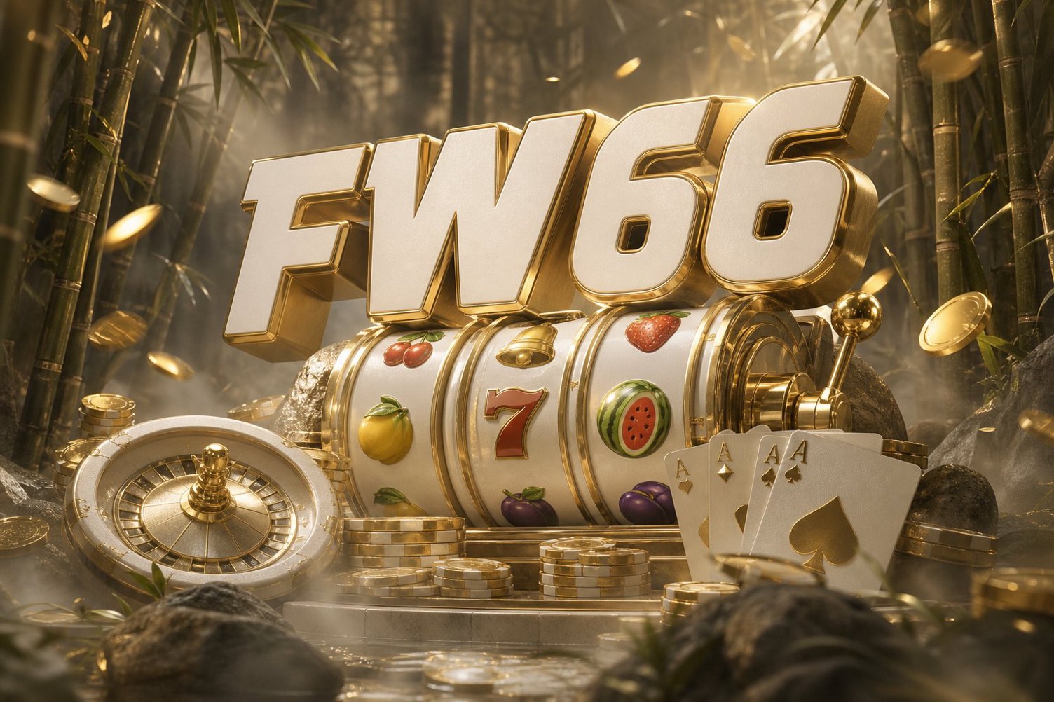 Tampilan layar utama Money Coming di FW66 dengan menu navigasi dan tombol hadiah